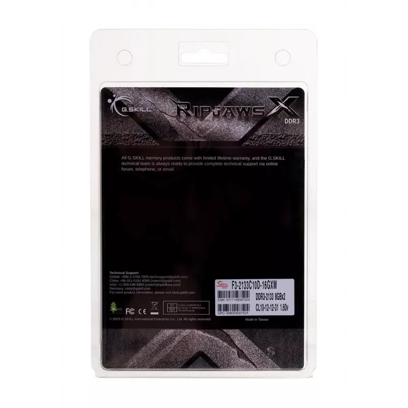 Desktop DDR3 16GB (2x8GB) 2133MHz G.SKILL RipjawsX 240-pin DIMM, 1,6V, CL12, Dual-Channel, Kühlkörper