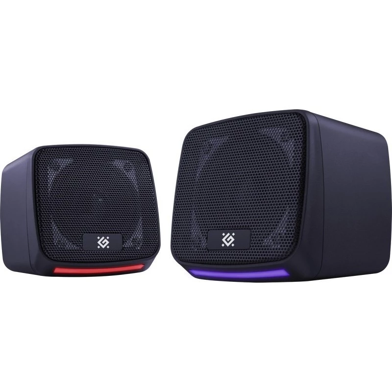 PC-Lautsprecher DEFENDER J3 2.0 6W LED USB, 2×3W RMS, 90–20000 Hz, 3,5 mm, schwarz