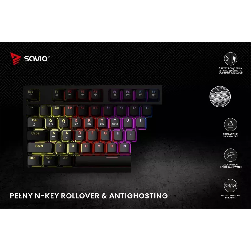 Savio Phenix SAVGK-RED Gaming-Tastatur USB RF Wireless Bluetooth QWERTY