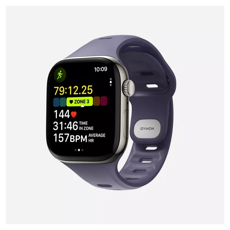 Band Nomad Tempo Band Lila Gummi, kompatibel mit Smartwatch, 18 mm Breite, Handgelenk 135–175 mm