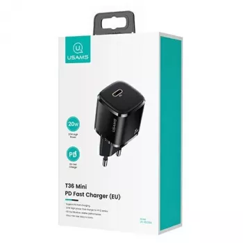 usams Ladegerät 1x USB-C T36 + Lightning PD – kompaktes PD-Ladegerät mit USB-C und Lightning