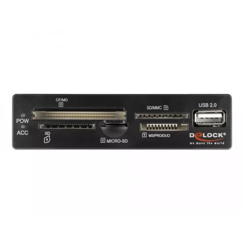 DeLOCK 91708 Kartenleser USB 2.0 Intern Schwarz Grau CF SD MicroSD