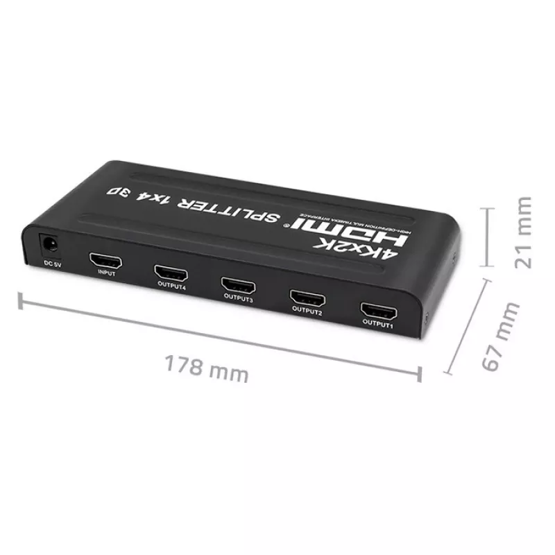 Qoltec 51798 Aktiver HDMI-Splitter 4 x HDMI 4K x 2K | 3.4Gb/s