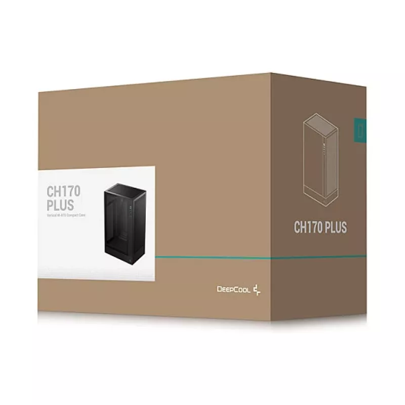 PC-Gehäuse DeepCool CH170 PLUS Tower Schwarz – micro-ATX/mini-ITX, gehärtetes Glas, USB-C, Netzteil oben