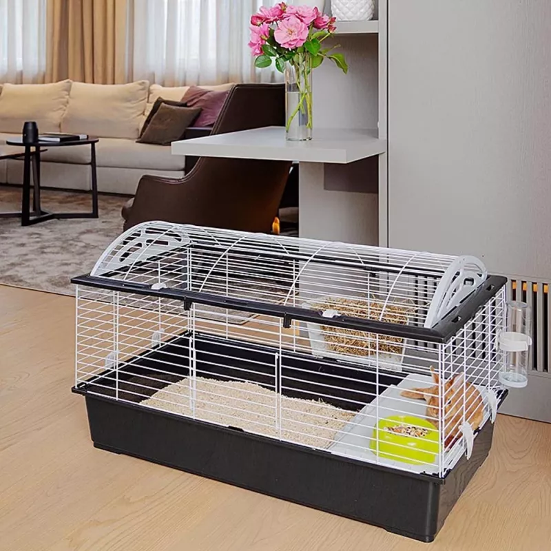 Käfig FERPLAST Casita 100 für Kaninchen und Meerschweinchen, Metall/Kunststoff, 960×570×560 mm, Taupe/Weiß