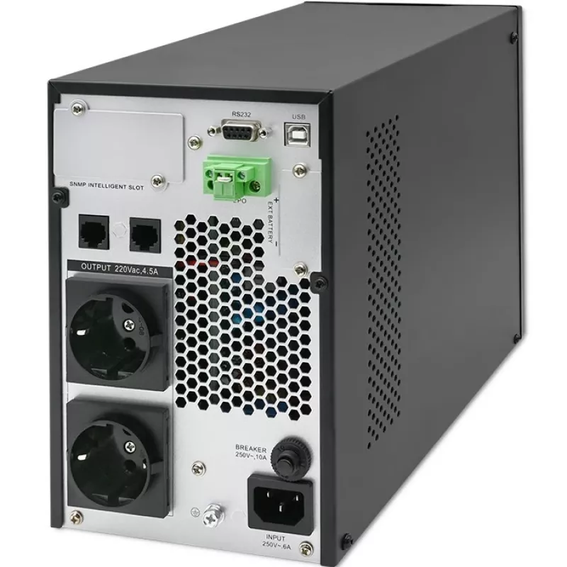 Qoltec USV unterbrechungsfreie Stromversorgung | 1kVA | 1000W | Leistungsfaktor 1,0 | LCD | EPO | USB | Online