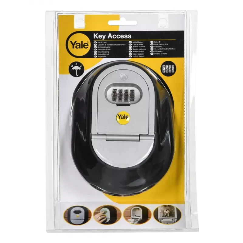 Tragbarer Safe Yale Y500 10011, Schlüsselkasten, Zahlenschloss, 130×39×187 mm, schwarz/grau