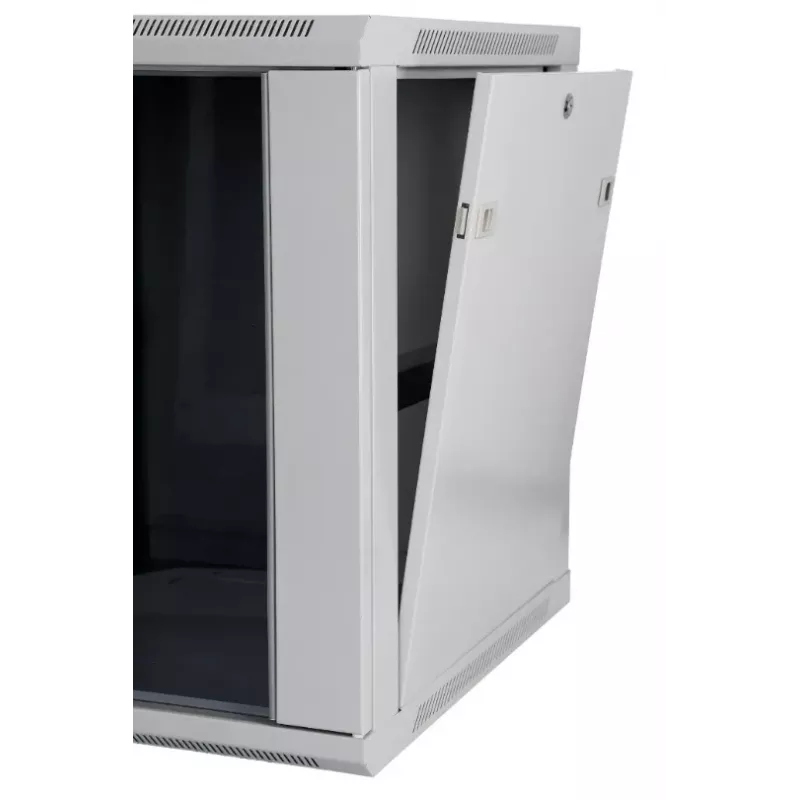 Netzwerk-Wandschrank SOMI Networks 22U 19 Zoll mit 45 cm Tiefe, Frontglastür, grau