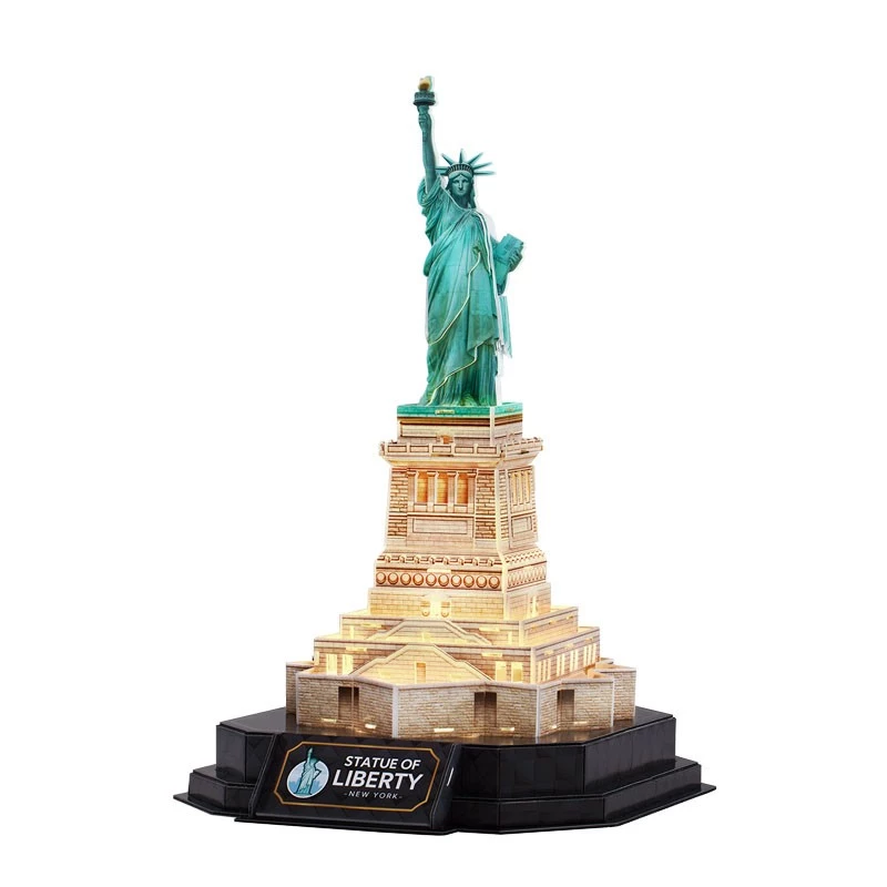 3D Puzzle CubicFun 306-L536H LED Freiheitsstatue Nacht Edition — Modellbausatz mit LED-Beleuchtung