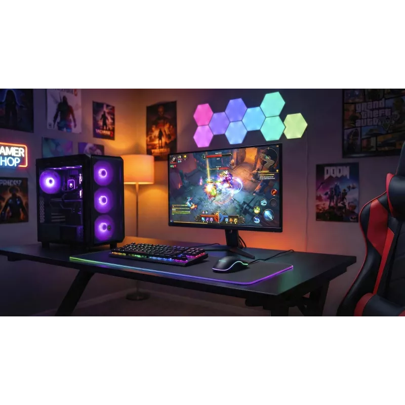 Kabelgebundene beheizte Gaming-Maus ActiveJet AMY-W390 — beidhändig, optisch 2000 DPI, USB Typ-A, 4 Tasten, schwarz