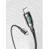 Vention Cotton Braided USB 2.0 C Male to C Male 5A Kabel With LED Display 1.2M Schwarz Zinc Alloy Type
