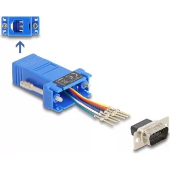 DeLOCK D-Sub 9-polig Stecker auf RJ12 Buchse Montagekit Blau