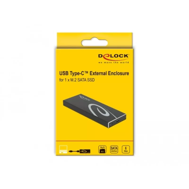 SSD-Gehäuse DeLOCK 42003 Externes Gehäuse für M.2 SATA SSD mit USB Type-C
