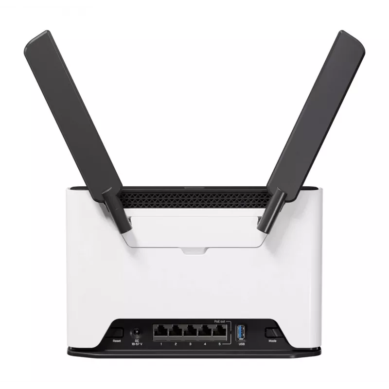 WLAN-Router MikroTik Chateau PRO ax — Dualband 2,4/5 GHz, 3548 Mbit/s, PoE, 5x LAN, 2 externe Antennen, grau/weiß