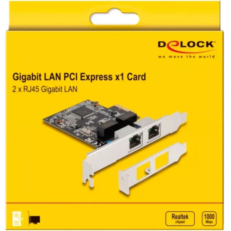 Delock PCI Express x1 Karte auf 2 x RJ45 Gigabit LAN RTL8111 (88615)