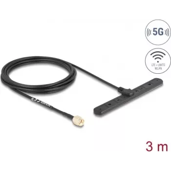 Rundstrahl-Netzwerkantenne DELOCK 96090 SMA-Stecker 3 dBi 0,698–0,96 / 1,71–3,8 GHz 50 Ω linear vertikal