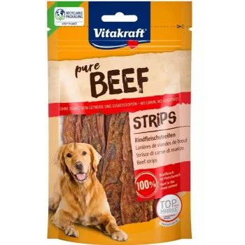 Hundesnack Vitakraft Pure Beef Strips 80 g – Single-Ingredient-Rind, getreidefrei, glutenfrei, für alle Rassen geeignet