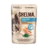 Nassfutter für Katzen SHELMA mit Lachs und Kabeljau in Sauce, 4 x 85 g Beutel, 81 % Feuchtigkeit, 10 % Protein