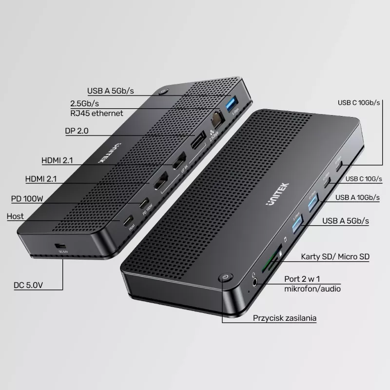 Dockingstation UNITEK D1104A01 USB4 Kabelgebunden 100 W Power Delivery