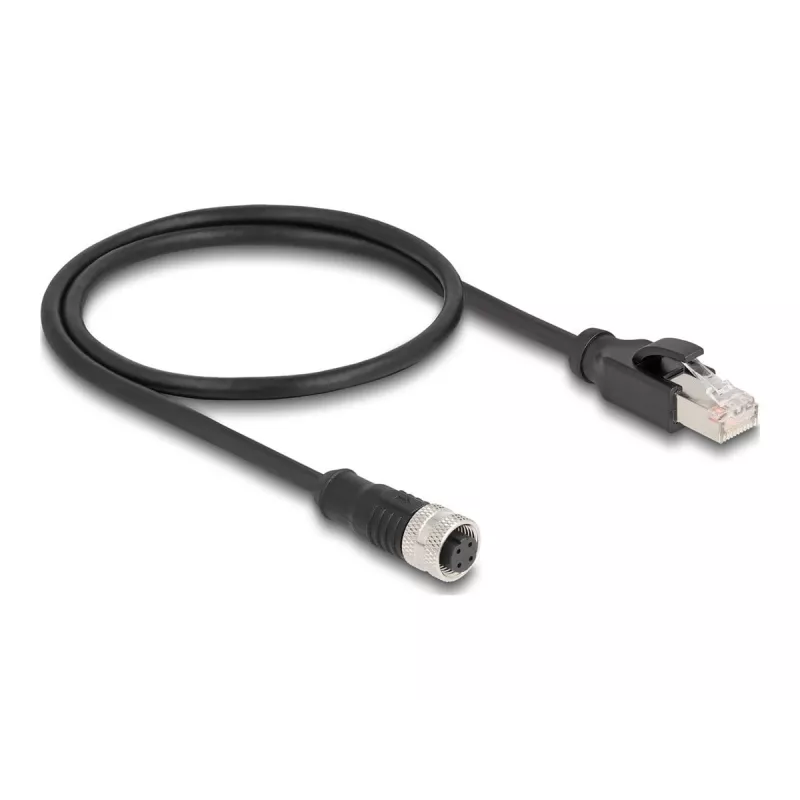 DeLOCK M12 Adapterkabel D-codiert 4-polig Buchse auf RJ45 Stecker 50 cm