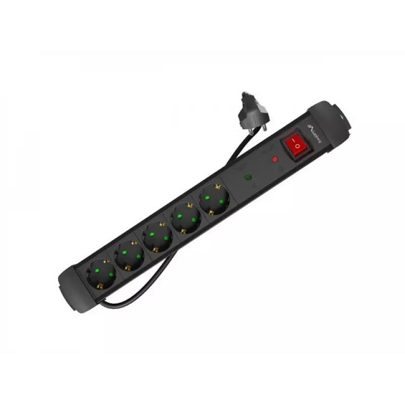 Steckdosenleiste Lanberg SP1-05F-0150-BK 1,5 m 5 AC-Anschlüsse Innenbereich Schwarz