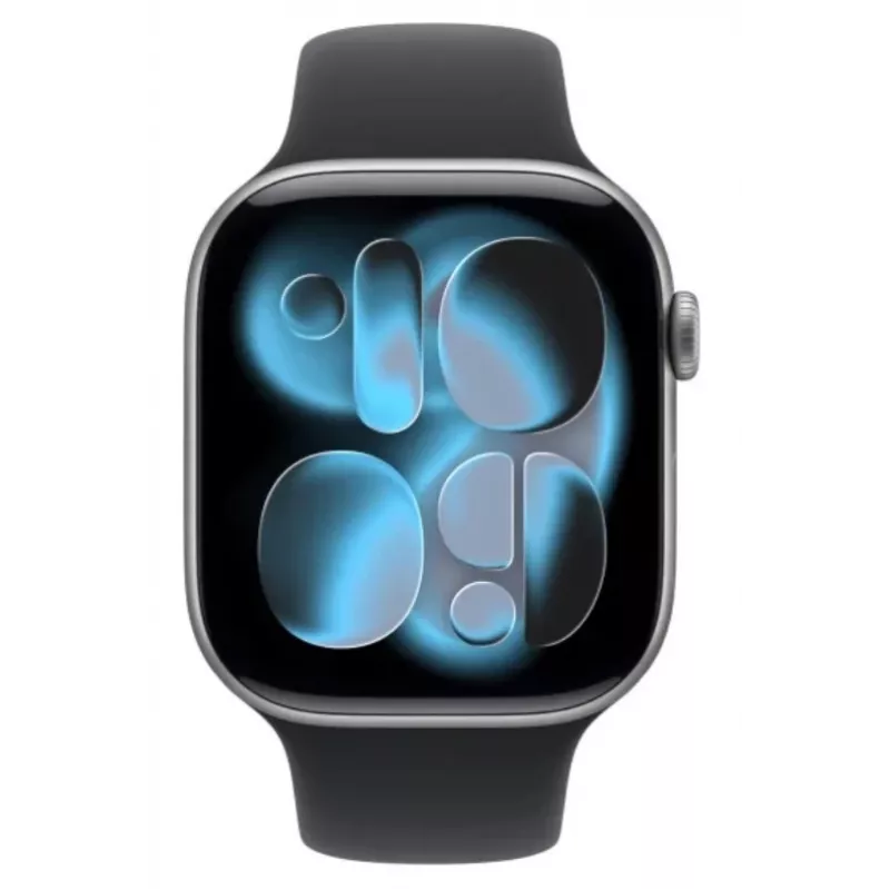 Watch Series 11 GPS+Cellular 46mm Space Graues Aluminiumgehäuse mit schwarzem Sportarmband - M/L