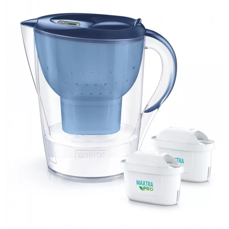 Wasserfilter-Kanne BRITA Marella XL mit 2 MAXTRA PRO blauen Ersatzkartuschen