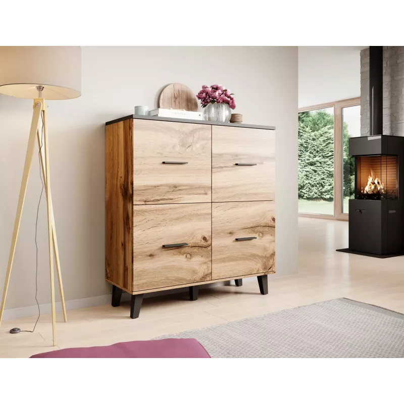 Cama sideboard LOTTA 110 4D wotan oak + mat Schwarz