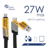 Akyga AK-USB-57 geflochtenes 4-in-1-Kabel USB-A/USB-C auf USB-C/Lightning, USB 2.0, 65 W, 1 m, Grau