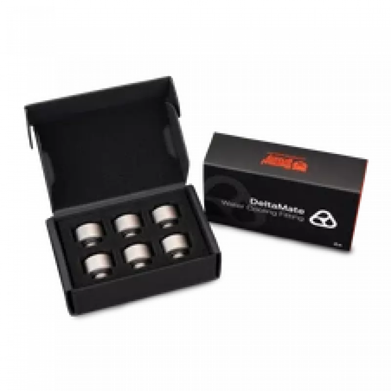 Thermal Grizzly DeltaMate Extender MF10 – Wasserkühlungsanschluss, Nickel matt, 6 Stk. (TG-DM-FIT-6206)