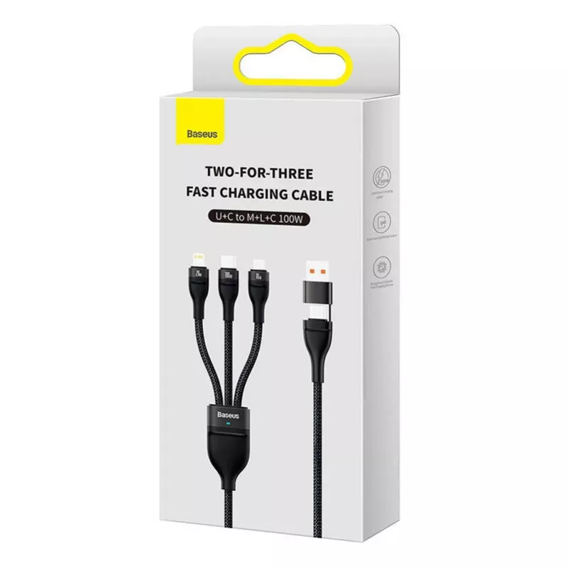 USB-Kabel Baseus CASS030101 1,2 m USB-A/USB-C USB-C/Micro-USB-B/Lightning Schwarz