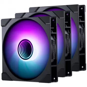 PHANTEKS M25 Gen2 PWM D-RGB 140 mm Lüfter-3er-Pack, Schwarz