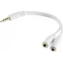 Adapter ShiverPeaks 4‑polig 3,5mm Stecker auf 2× 4‑polig 3,5mm Buchse, vergoldete Kontakte, 0,2 m, weiß