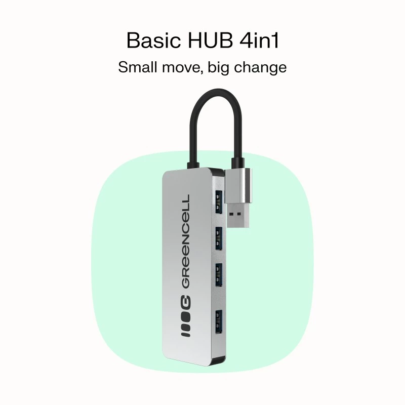 USB-Hub Grün Cell HUB-GC-A4A — 4-Port-USB-A-3.0-Hub