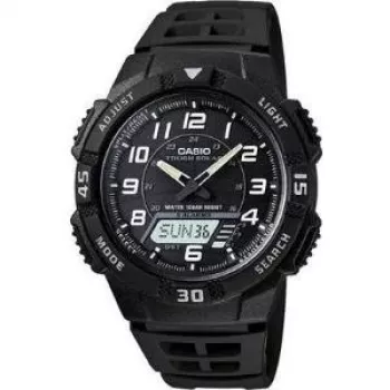 Armbanduhr CASIO AQ-S800W-1BVEF — 42mm schwarzes Resingehäuse, digital-analog, solarbetrieben