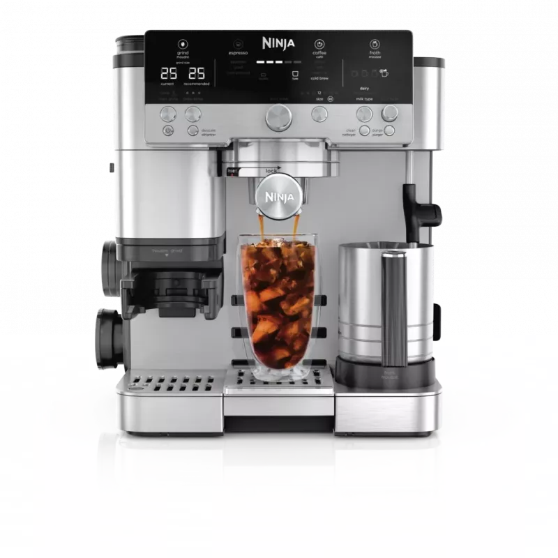 Espressomaschine Ninja ES601EU — 2-L-Wassertank, 1-Tassen-Kapazität, Schwarz/Edelstahl