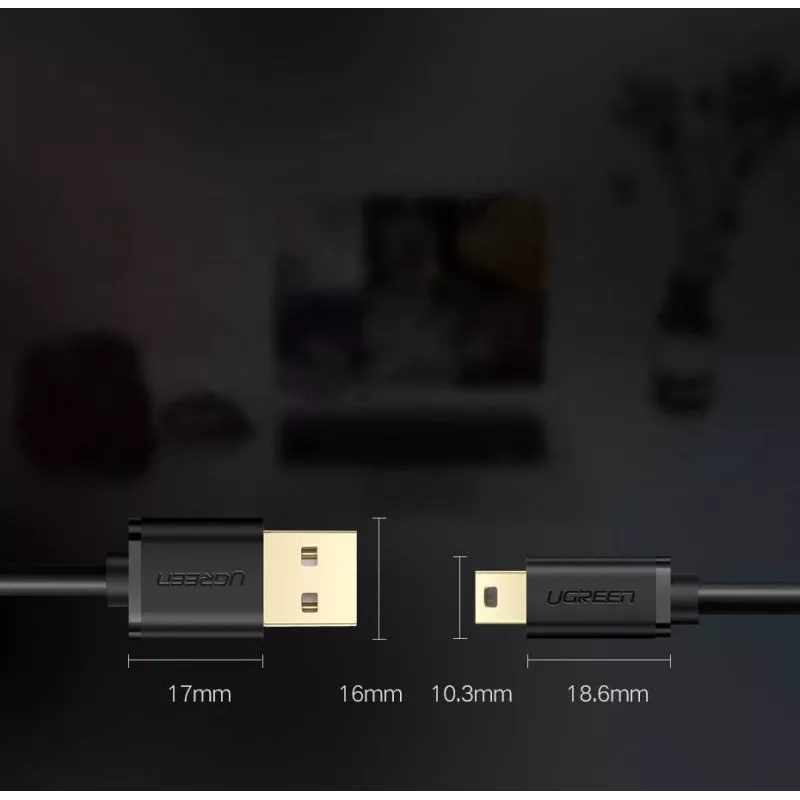 USB-Datenkabel UGREEN Thunderbolt auf miniUSB 2 m Schwarz