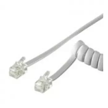 Wentronic Goobay Telefon-Hörerspiralkabel CCA (kupferplattiertes Aluminium), Weiß, 2 m – RJ10-Stecker (4P4C) auf RJ10-Stecker (4P4C) (50246)