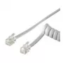 Wentronic Goobay Telefon-Hörerspiralkabel CCA (kupferplattiertes Aluminium), Weiß, 2 m – RJ10-Stecker (4P4C) auf RJ10-Stecker (4P4C) (50246)