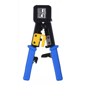 Crimpzange Alantec NI040 für RJ-45-Stecker, Stahlkonstruktion, Kunststoffgriffe, schwarz/blau