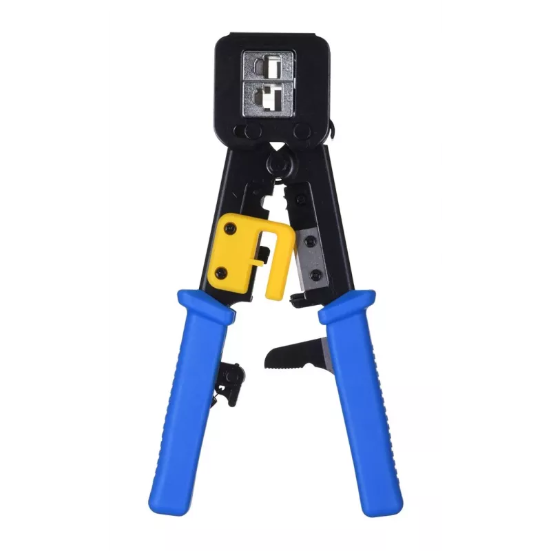 Crimpzange Alantec NI040 für RJ-45-Stecker, Stahlkonstruktion, Kunststoffgriffe, schwarz/blau