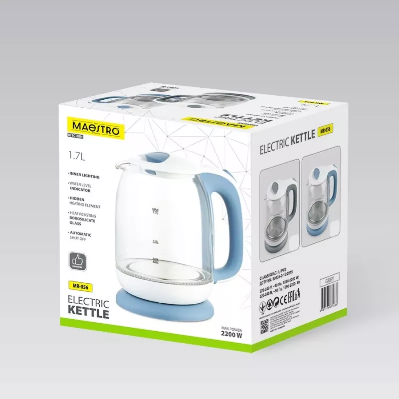 Elektrischer Glaskessel Maestro MR-056-Grau 1,7 L 2200 W