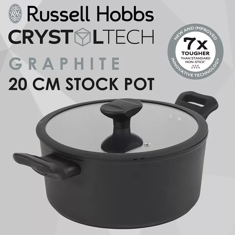 Fleischtopf Russell Hobbs RH01863EU7 20 cm Crystaltech Kochgeschirr Edelstahl Glasdeckel