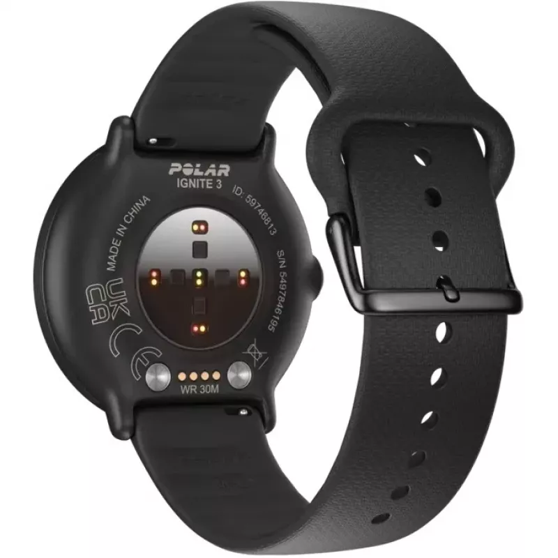 Polar Ignite 3 - Sportuhr mit Armband - Silikon - Bandgröße: S/L - Display 3,3 cm (1,28 inch) - 32 MB - Bluetooth - 35 g - Night Black (900106234)