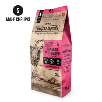 Trockenfutter für Welpen wiejskazagroda Lamm mit Spinat 20 kg — Junior kleine Rassen, 32% Protein, 21% Fett