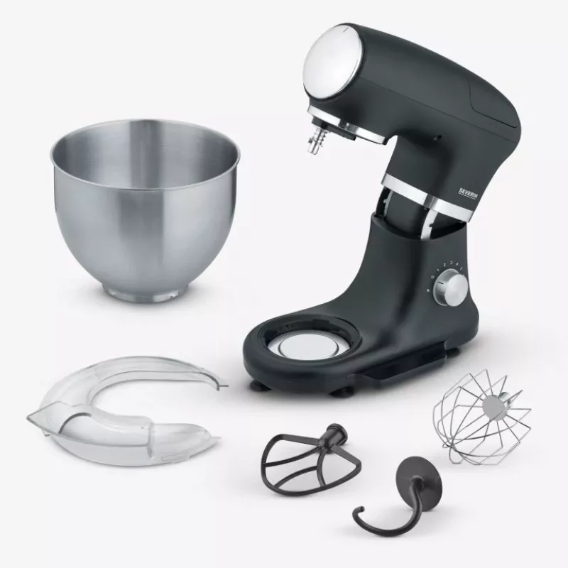 Küchenmaschine Severin KM 3898 1000 W 5,5 L Schwarz Gebürsteter Stahl Silber