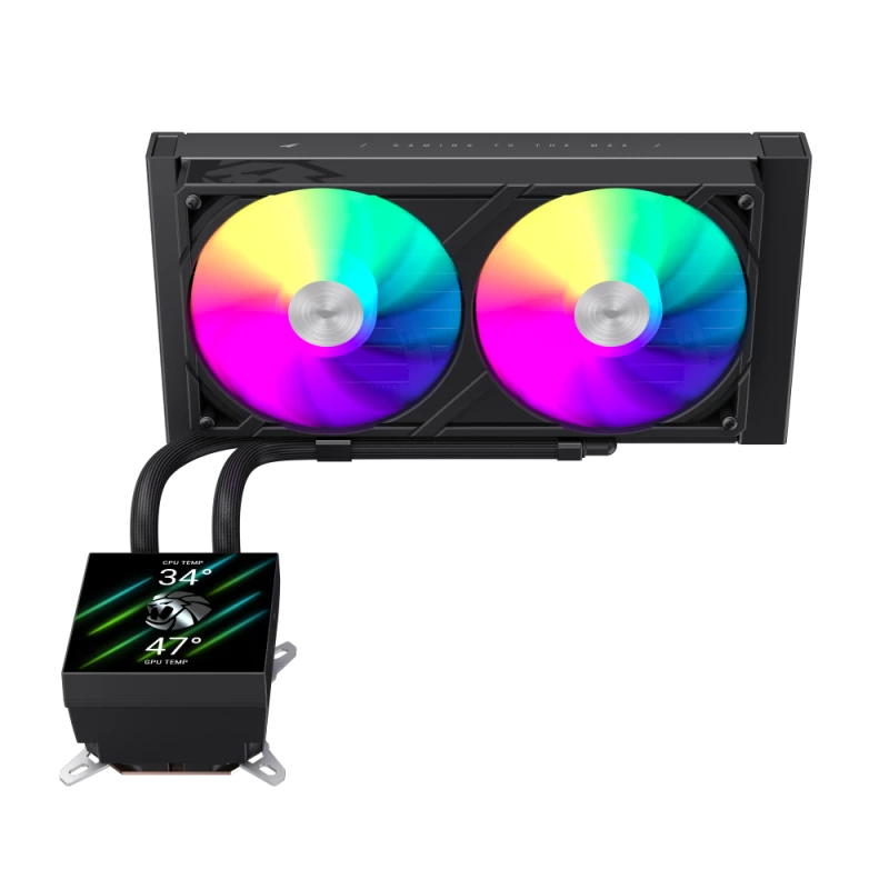 Gamemax CPU-Flüssigkeitskühler | GLACIER 240 LCD BK | Intel, AMD