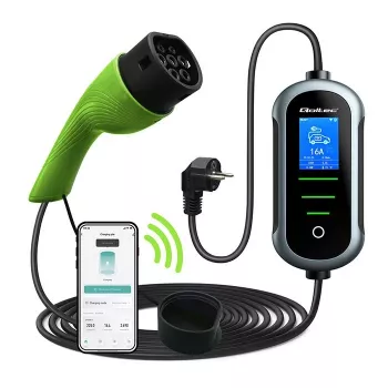 Elektrofahrzeug-Ladegerät QOLTEC EV Autoladegerät mit einstellbarem Typ2 2in1 3,5 kW – kompaktes AC-Ladegerät, Typ 2, 3,5 kW