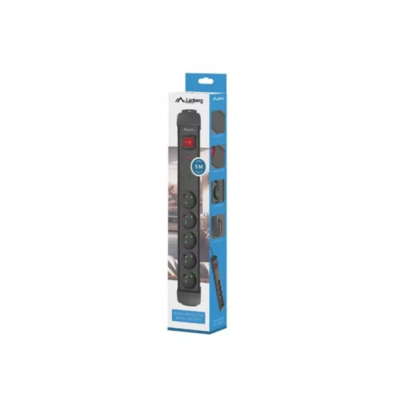 Steckdosenleiste 5,0 m 5x230 CZ SP1-05E-0500-B