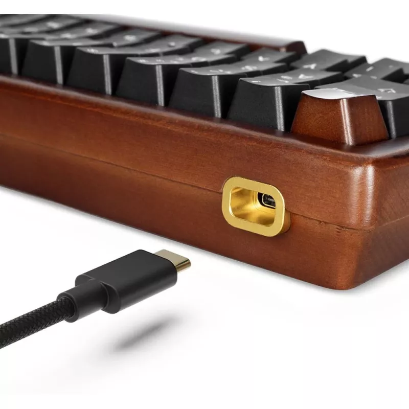 Sharkoon 100068100 Tastatur Office USB QWERTZ Deutsch Holz 61 Tasten RGB LED